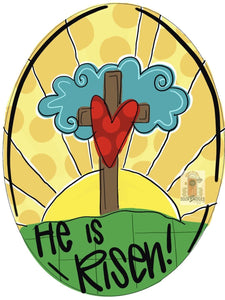 Easter Cross “He Is Risen” Door Hanger - DoorBadges