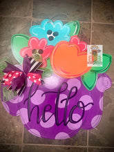 Load image into Gallery viewer, Summer tea pot with flowers door hanger  -  hand painted personalized door hanger - DoorBadges

