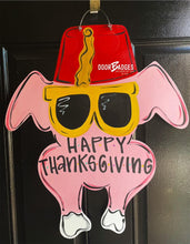Load image into Gallery viewer, Friends Turkey Door Hanger - Fall - Autumn - harvest - Thanksgiving - wood cut out hand painted door hanger - DoorBadges
