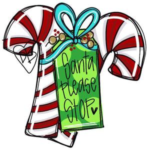 Double Candy Cane Christmas Door Hanger - Gift -  Holiday Winter Door Decor - DoorBadges