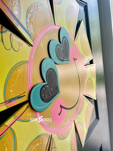 Summer Funky Sunshine Door Hanger - Colorful Pineapple door Decor -  hand painted personalized door hanger - DoorBadges