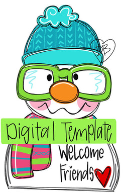 TEMPLATE: Snowman with glasses Door Hanger Download Template - Printable Template - DoorBadges