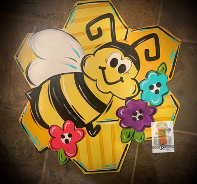 Summer Bee Hive Door Hanger, Spring Bee Door Hanger - DoorBadges