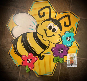 Summer Bee Hive Door Hanger, Spring Bee Door Hanger - DoorBadges