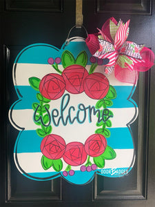 Welcome Flowers Door Hanger - DoorBadges