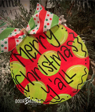 Christmas Ornament - Merry Christmas Y’all Wooden Ornament - DoorBadges