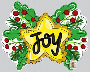 Christmas Star Joy Farmhouse Door Hanger - Joy Door Decor -  Holiday Door Decor, Christmas Wreath - Merry Christmas - DoorBadges