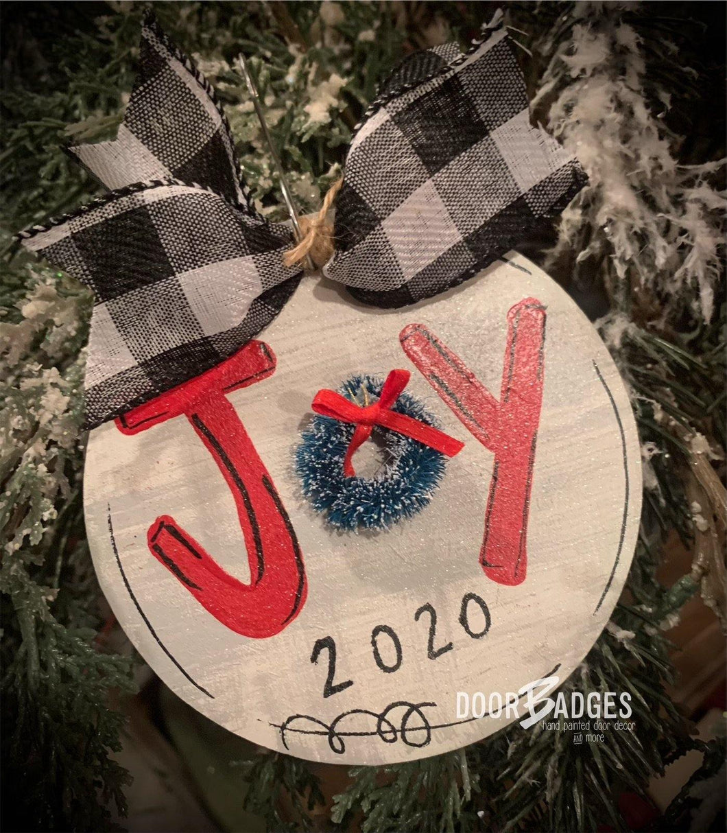 Christmas Ornament - Joy Wooden Ornament - DoorBadges
