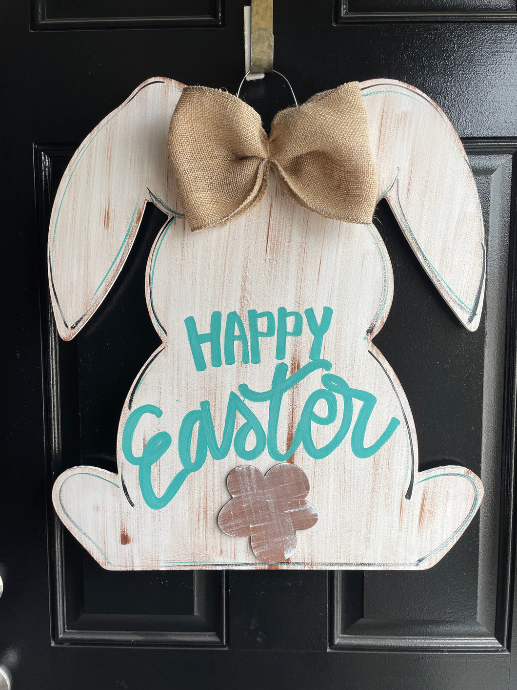 Happy Easter rustic bunny Door Hanger - bunny Door Hanger - Easter Peeps door Decor