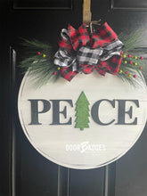 Load image into Gallery viewer, Christmas Peace Round door hanger, Winter Christmas Snow hand painted door hanger - DoorBadges
