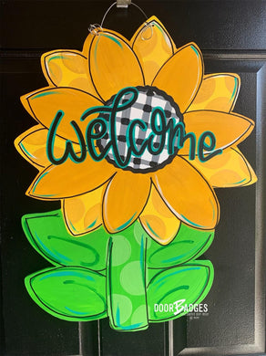Fall Sunflower Door Hanger - Sunflower Decor -  Harvest Door Decor - Fall Flowers - Hand Painted - DoorBadges