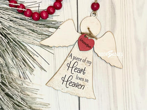 Christmas Ornament - Angel with Heart Wooden Ornament - DoorBadges