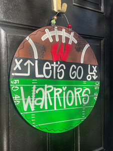 Let’s Go Warriors Round door hanger -WHS FB - DoorBadges