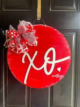Load image into Gallery viewer, Valentine XO 3D Door Hanger - Valentines Day door Decor - valentine wreath - be mine hand painted personalized door hanger - DoorBadges
