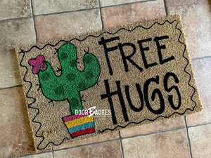 Cactus Free Hugs Coir Mat - DoorBadges