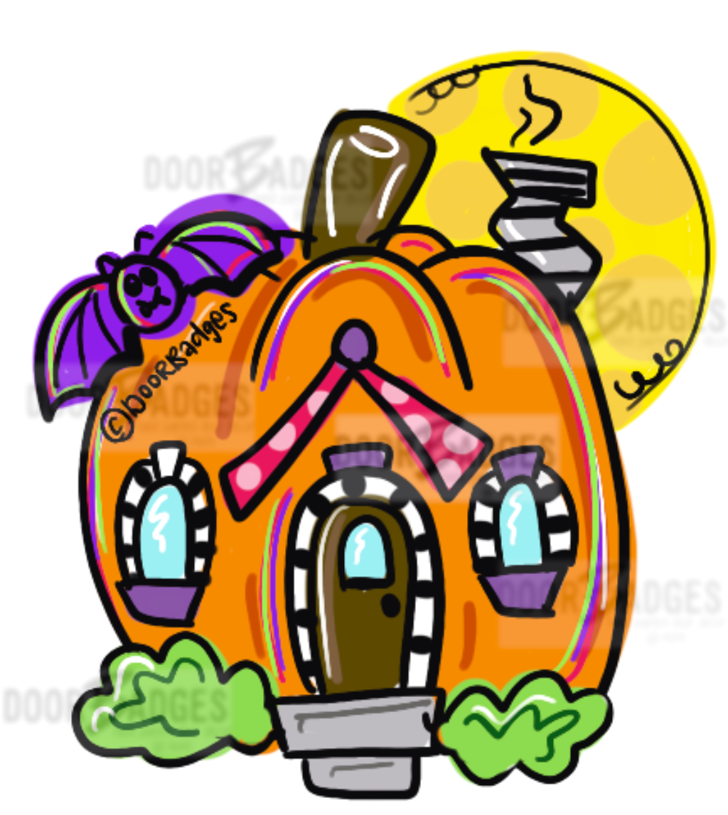 TEMPLATE: Pumpkin Spook House Door Hanger Download Template - Printable Template - DoorBadges