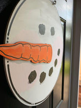 Load image into Gallery viewer, Snowman Face Christmas door hanger, Winter Christmas Snow  wood cut out hand painted door hanger - DoorBadges
